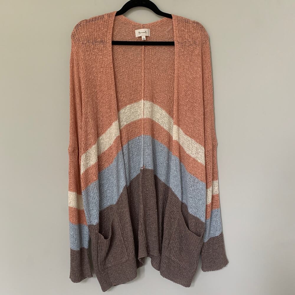 Becaal oversized cardigan open front dolman sleeves pockets open weave size L
